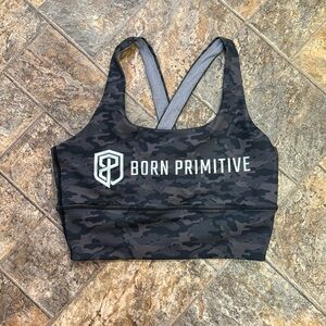 XL Born Primitive sports bra. Now pads. Black/gray camo.